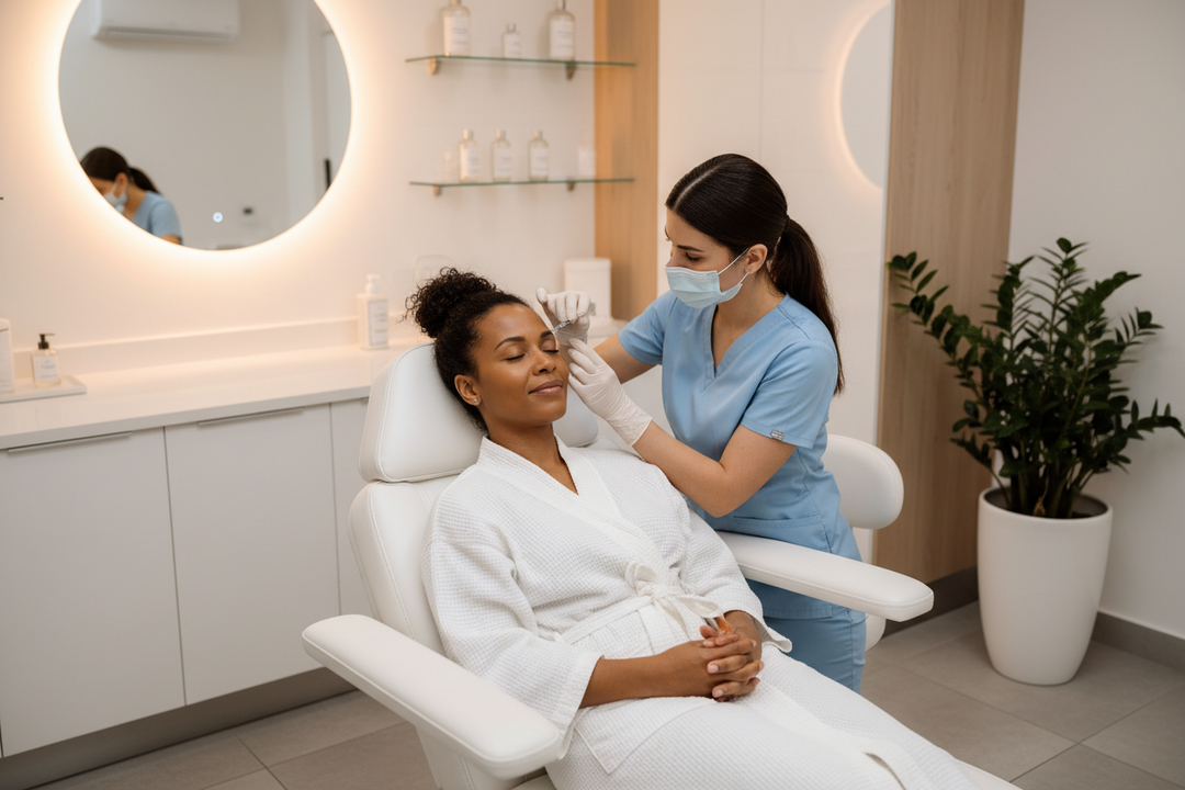 black woman doing session for botox